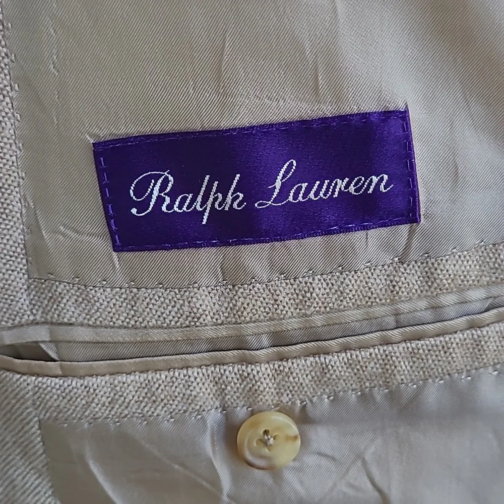 RALPH LAUREN PURPLE LABEL Italy Beige Tan Weave CASHMERE Sz 44 L Mens Sport Coat
